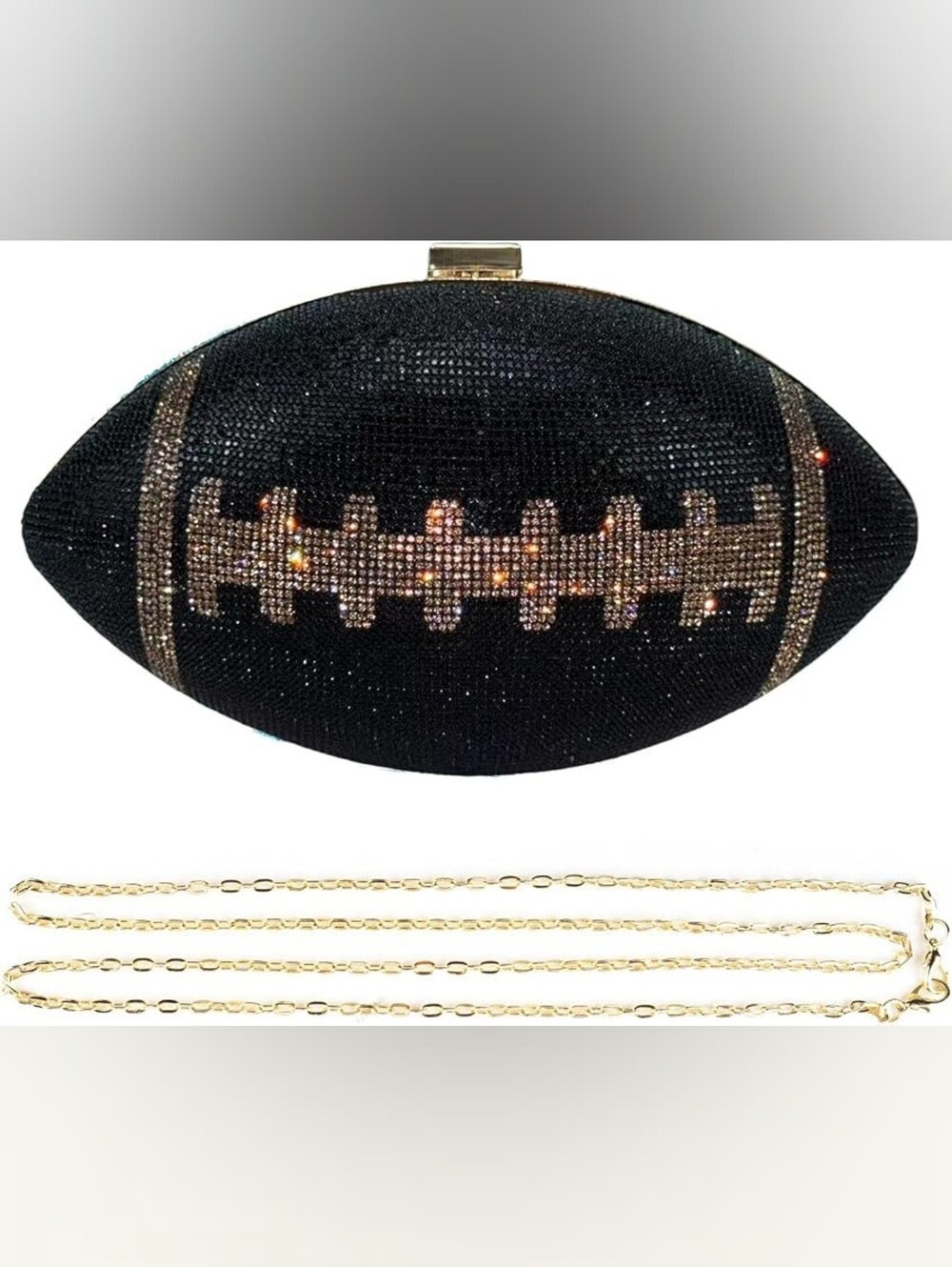 Beautiful Black & Gold Rhinestone Football Evening Purse (more colors available)